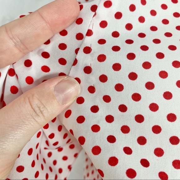 Vintage 80s white & red polka dot top L/XL - Picture 9 of 9